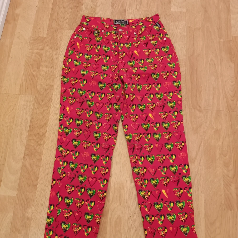 1990s Versace Jeans Signature Red  Heart Print Made In Italy